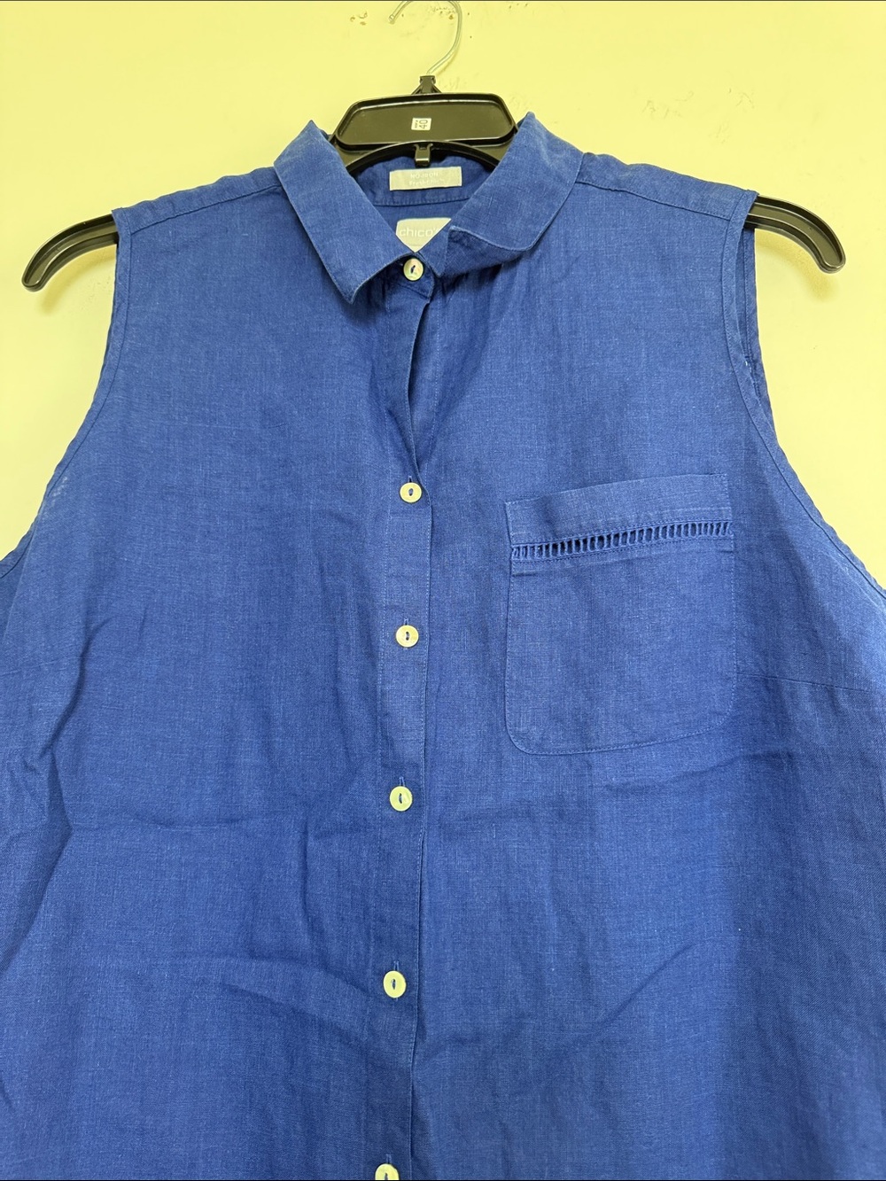 Chico's Sleeveless Button-Front Top in Royal Blue - Picture 4 of 8
